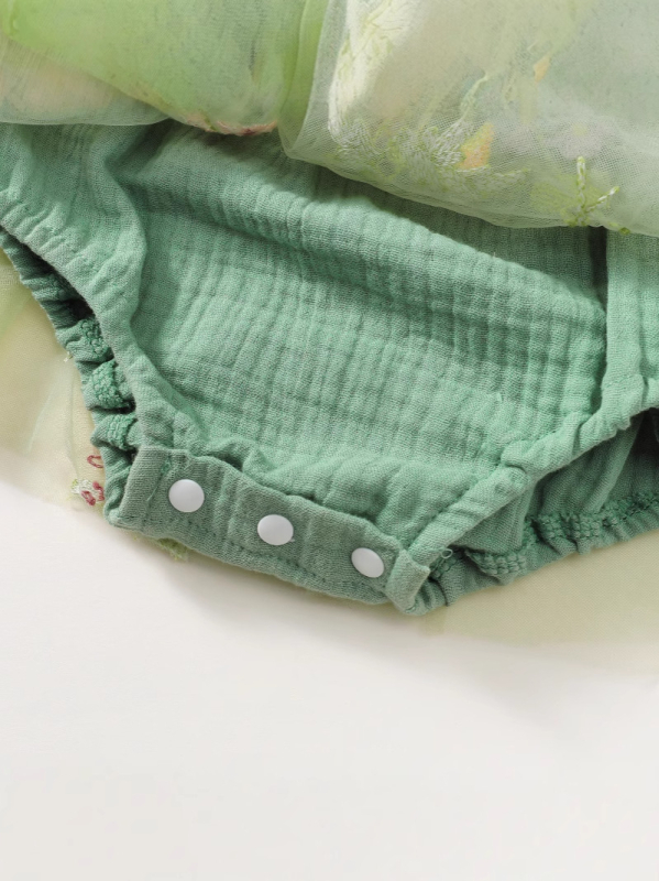 Памучна презрамкова рокля принцеса за момичета с флорален принт и набрани детайли