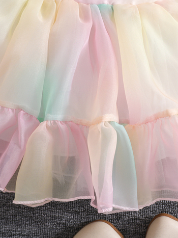 Παιδικό καλοκαιρινό φόρεμα πριγκίπισσα με φιόγκο και φούστα σε γραμμή Α, ένα κομμάτι, πολυεστέρας, μαλακή επεξεργασία υφάσματος, για 1–3 ετών