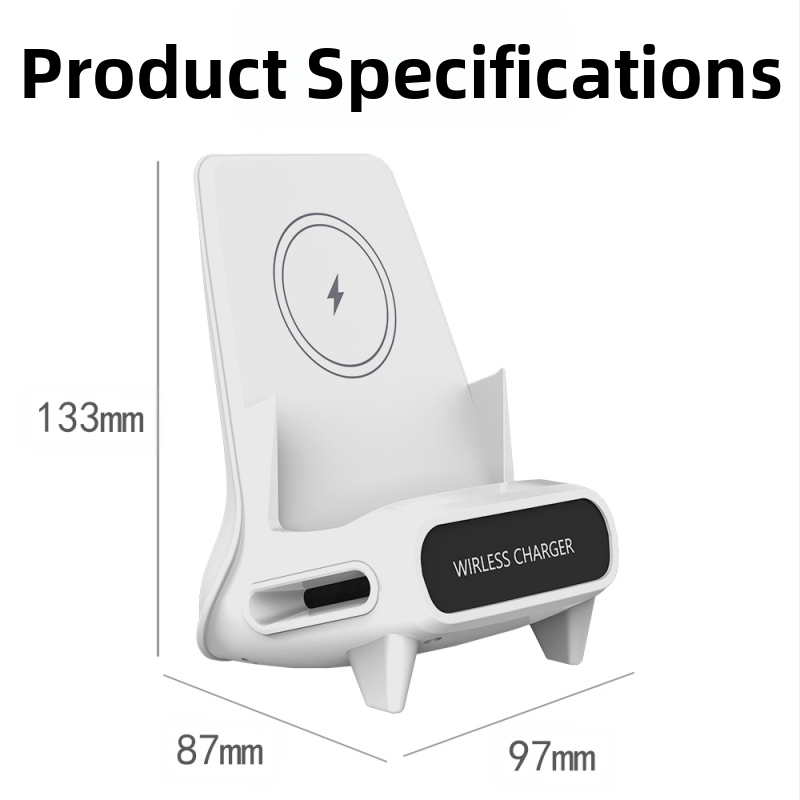 Bezdrôtová nabíjačka na telefón s držiakom pre vodorovnú orientáciu – 15W rýchlonabíjanie (QC3.0), 5V/2A alebo 9V/2A