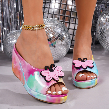 Moteriški sandalai su 8 cm aukštomis pados, žuvies burnos formos pirštų galiukai, PU viršus, PU vidus, TPR padai