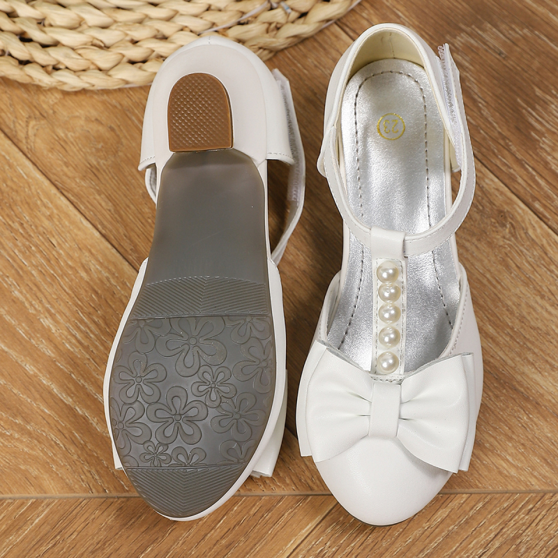 Dječje sandale s mašnicom, korejskog stila, gornji dio od mikrovlaknaste kože, Velcro zatvarač, TPR potplat