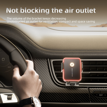 Държач за безжично зарядно за кола (15W, Snap-on монтаж, безжично зареждане, за въздушен отвор, универсален)