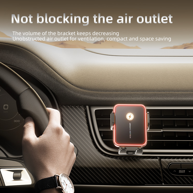 Държач за безжично зарядно за кола (15W, Snap-on монтаж, безжично зареждане, за въздушен отвор, универсален)