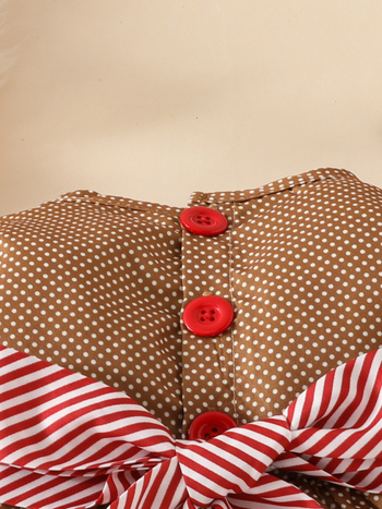 Dječja božićna haljina za djevojčice s motivom Gingerbread Man, dugi rukavi, okrugli izrez, A-linijski kroj s pojasom