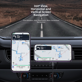 Auto magnetický bezdrôtový nabíjač-držiak s 360° otočným ventilačným otvorom, 15W rýchle nabíjanie pre iPhone