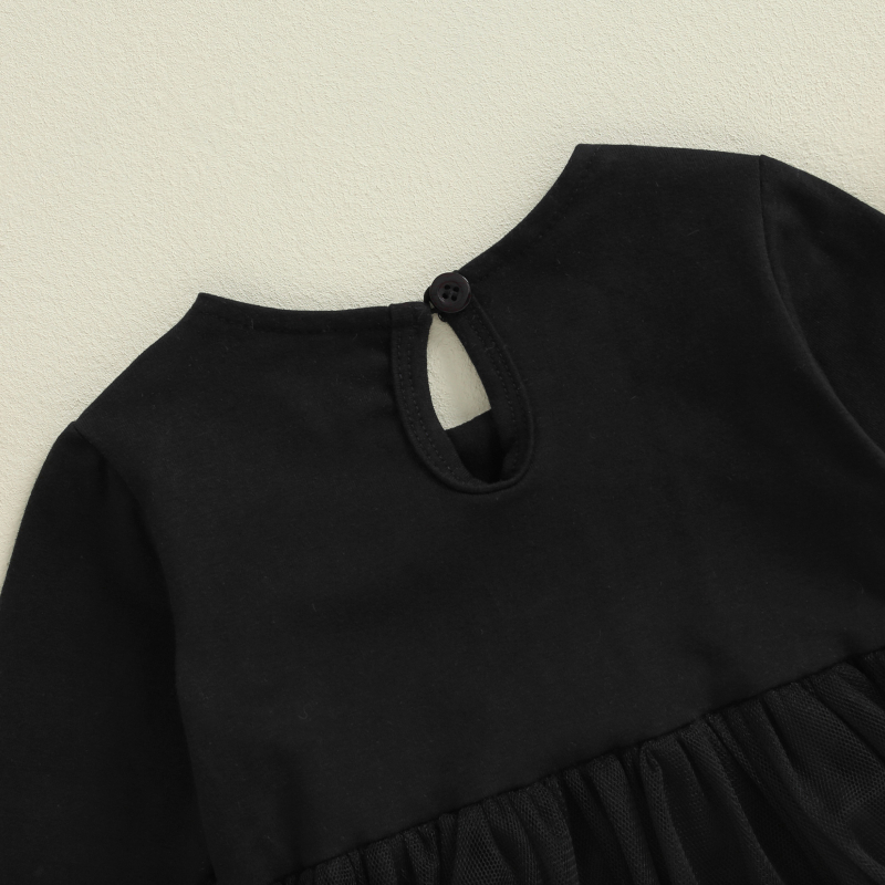 Medvilninis tinklelio romper su lėlės apykakle, ilgomis rankovėmis, kūdikiams ir mažiems vaikams, pavasaris-ruduo