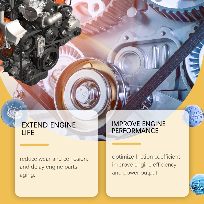 Variklio antiabrazinis apsauginis agentas — pagrindiniai komponentai: water, dipropyl glycol methyl ether, fatty acid methyl ester ethyl oxide, sodium tripolyphosphate, sodium gluconate; galiojimo laikas: 3 metai; pakuotė: 160 vnt.