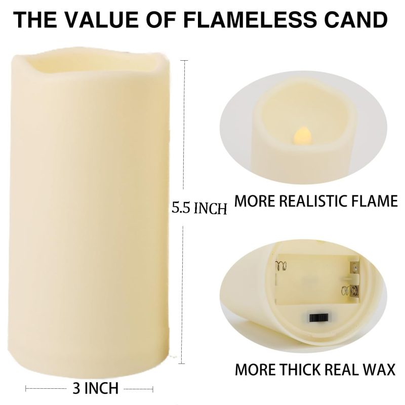 LED žvakė iš plastiko, cilindrinė, gaminta injekciniu formavimu