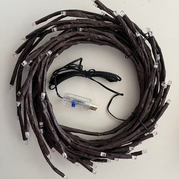 LED rotaninė lemputė su šakelėmis, modelis LM0052, IP65, 3000K, 5000 lm, USB maitinimas