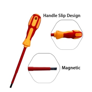 9-частен комплект изолирани отвертки с платнено покритие, високо напрежение, хром-ванадий стомана