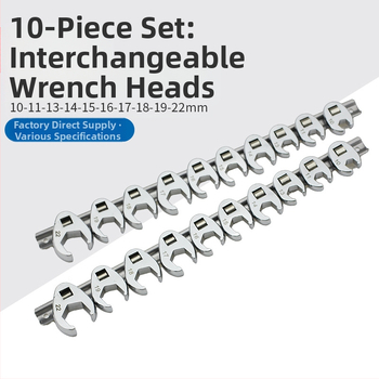 Гаечен ключ с сменяеми глави и открит край, L-образен, хромирана карбонова стомана, полирана повърхност