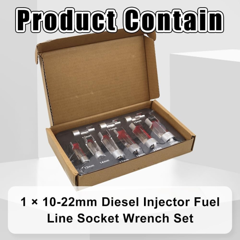 Комплект гаечни ключове за дизелова горивна линия на инжектора — Long Rub Tools, Cr-V стомана, електропокритие