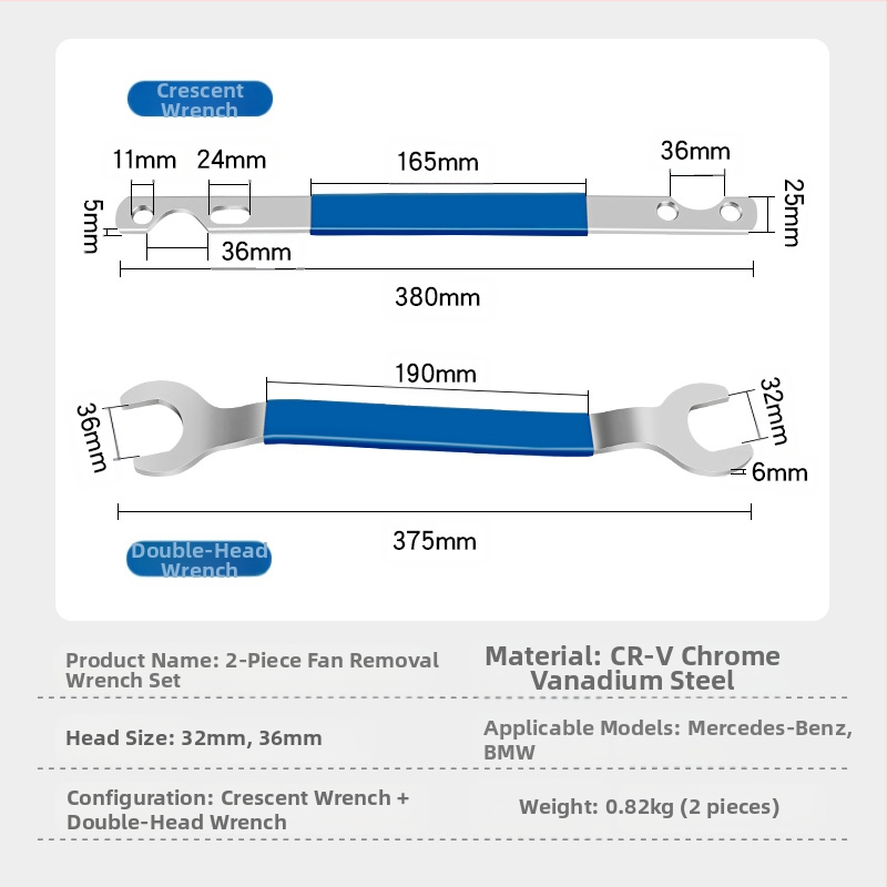 Kľúč na demontáž spojkového ventilátora pre Mercedes-Benz a BMW, Musen Hall, dvojhlavý podporný vačkový hriadeň, oprava áut