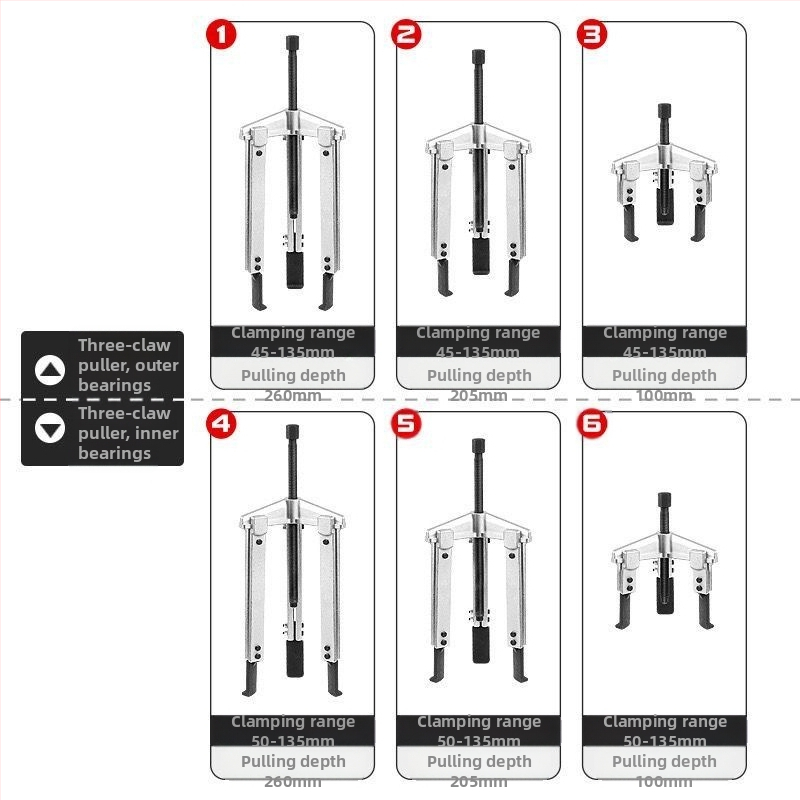 Sada ťahovačov pre auto – 13 dielov, dvojramenný univerzálny ťahovač