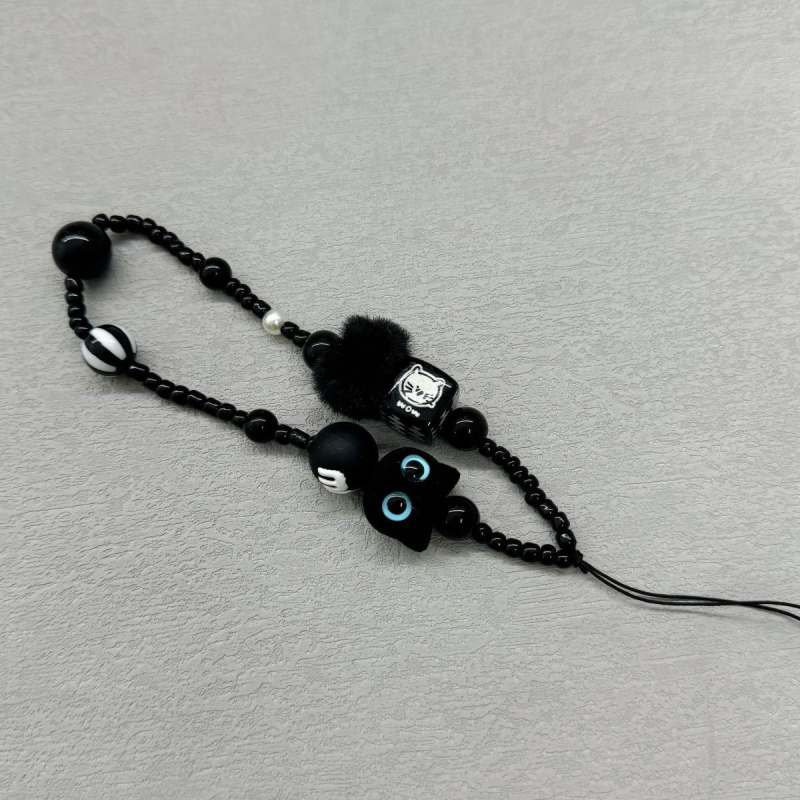 Monster Cat dizaino mobiliojo telefono laidelė, rankų darbo iš PVC, plastinė sagtis, atskirai supakuota