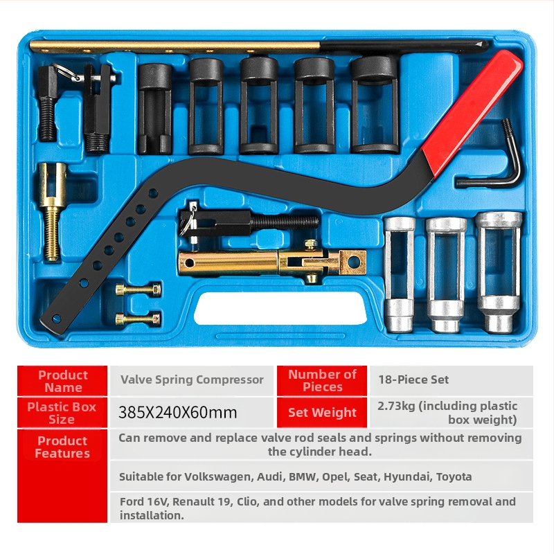 Kliešte na kompresiu ventilových pružín s nástrojom na demontáž/montáž tesnenia ventilu, výmena tesnenia ventilu — Značka: Mussen hall; Materiál: zliatina; Rozsah použitia: Auto opravy