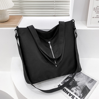 Najlonska tote torba sa zipom, gradski minimalistički stil, laminirana unutarnja džep sa zipom