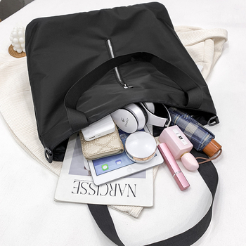 Najlonska tote torba sa zipom, gradski minimalistički stil, laminirana unutarnja džep sa zipom