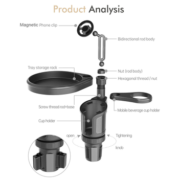 Autótelefon-tartó mágneses szívóval, univerzális, gravitációs rögzítés, pohártartóval kompatibilis (nem tölthető)