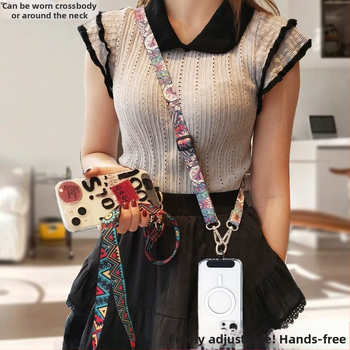 Șnur de telefon cu design retro totem, lung și reglabil, anti-pierdere pentru călătorii; stil: simplitate modernă; material: alt; lansare: primăvara 2025; categorie: echipamente de organizare și protecție împotriva prafului