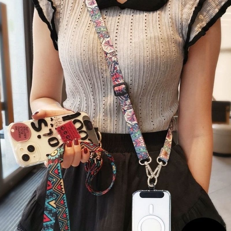 Șnur de telefon cu design retro totem, lung și reglabil, anti-pierdere pentru călătorii; stil: simplitate modernă; material: alt; lansare: primăvara 2025; categorie: echipamente de organizare și protecție împotriva prafului