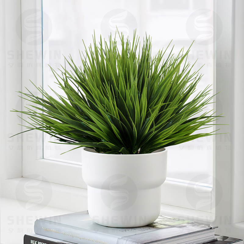 Изкуствен букет зеленина за озеленяване — Evening rhyme, пластмаса, инжекционно формована, Bluegrass сорт, за фотосесия и домашна декорация