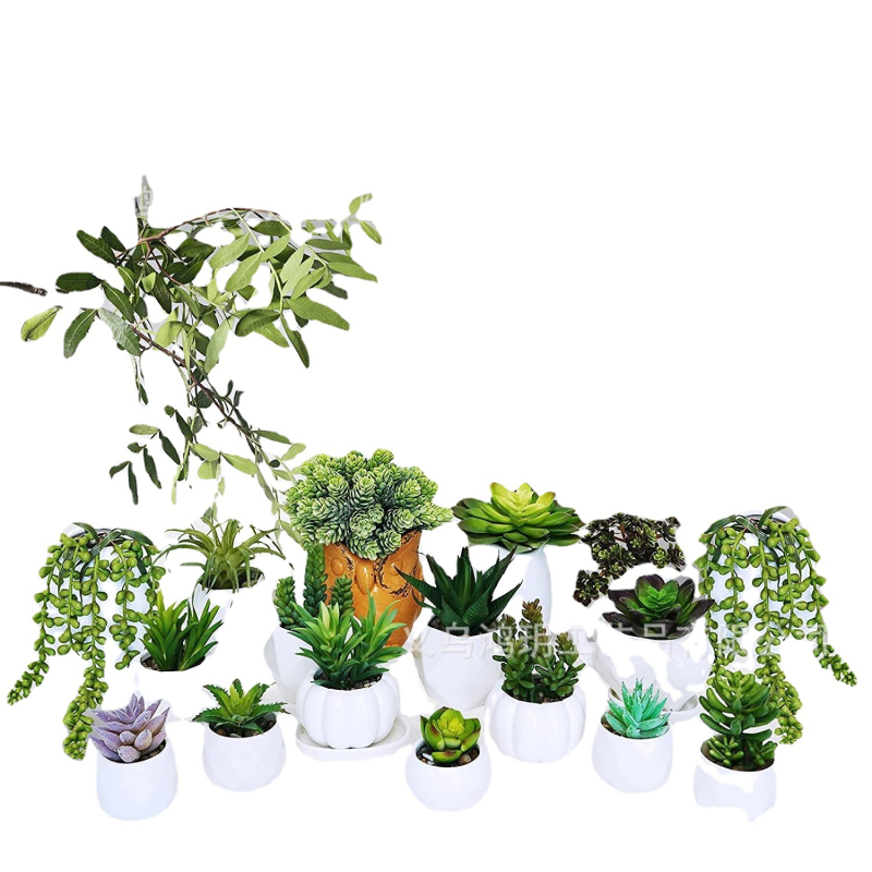 DIY zidni dekorativni set od flokiranih umjetnih sukulenata – glavica cvijeta Lover's Tears Aloe, mekan PVC, injekcijsko oblikovanje, Hong Yue, oko 900 g