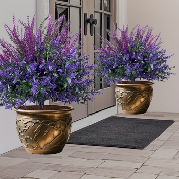 Изкуствени лавандулови пластмасови цветя - пластмасов материал, евкалиптова разновидност, пасторален стил, за външна употреба