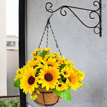 Star κρεμαστό καλάθι με ηλίανθούς, πλαστικό πλαίσιο και τεχνητά λουλούδια από μετάξι
