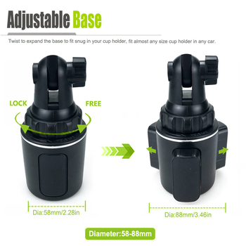 Rozťahovacia základňa držiaka na pohár do auta – držiak na telefón a navigáciu, snap-on montáž, všeobecná kompatibilita