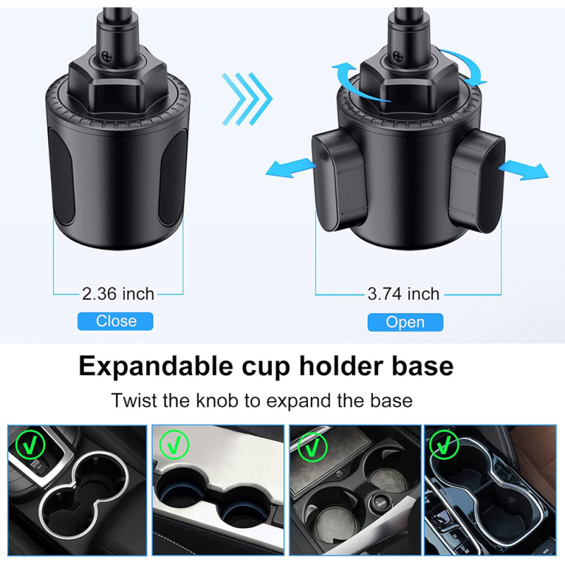 Автомобилен държач за чаша с гъвкав дизайн, универсална основа за държач на телефон и навигация, монтаж чрез щракване, персонализируем