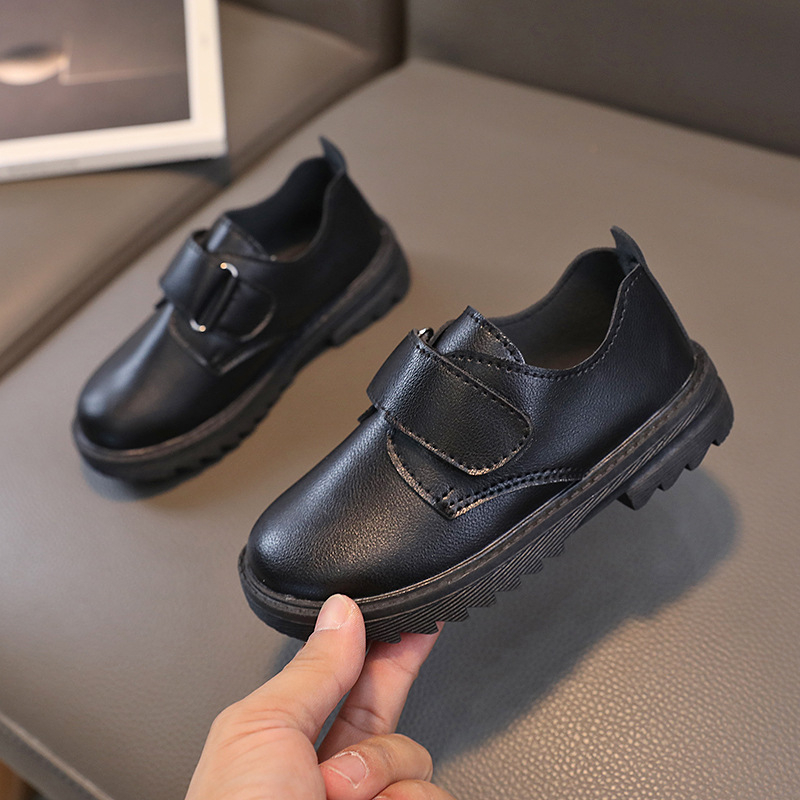 Vaikų loaferiai su PU vampu ir PU įdauga, Velcro užsegimas, koledžo stiliaus, 4-12 metų