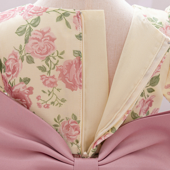 Παιδικό Φόρεμα Πριγκίπισσα με Φλοράλ Δίκτυωμα και 3D Αποτύπωμα, για 1–3 ετών, ύφασμα από Μίγμα Πολυεστέρα-Βαμβακιού (65% Πολυεστέρας, 35% Βαμβάκι), κατάλληλο για όλες τις εποχές.