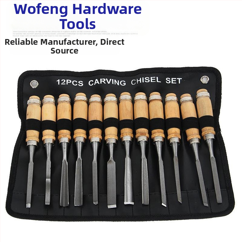 Дървообработващ резец за дърворезба, комплект 2 части, заострена глава, дръжка от въглеродна стомана