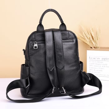 Ženski ranac od prave kože | velik kapacitet, zatvarač, poliester podstava, unutarnji džepovi