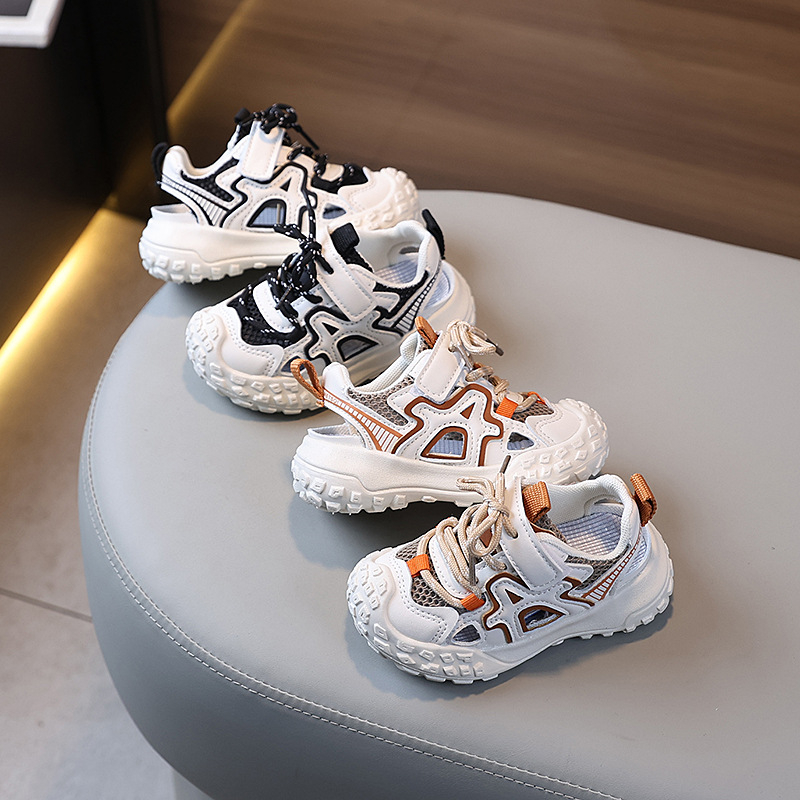 Unisex dječje sportske sandale s perforiranim gornjim dijelom, mikrovlakana koža, gumena potplata, Velcro zatvarač, za uzrast 1–6 godina