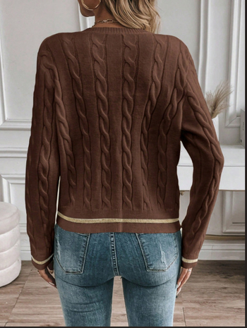 Kardigan, debeli pleteni, okrugli izrez, dugi rukavi, labav kroj, poliester tkanina