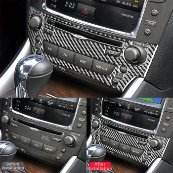 Διακοσμητικά αυτοκόλλητα πλαισίου κουμπιών κλιματισμού από ανθρακονήματα για Lexus IS (2006-2012) – υλικό: ανθρακονήματα + κρυσταλλική εποξειδική ρητίνη; λογότυπο τυπωμένο: OK; τύπος: Άλλο