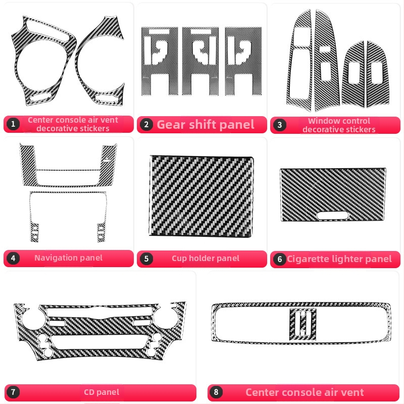 Dekoratív nálepky panelu tlačidiel klimatizácie z karbónových vlákien pre Lexus IS (2006-2012) – materiál: karbónové vlákna + krištáľový epoxid; tlačené logo: OK; typ: Iné