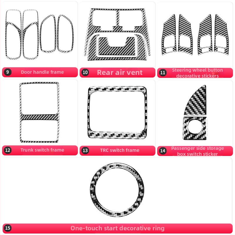 Dekoratív nálepky panelu tlačidiel klimatizácie z karbónových vlákien pre Lexus IS (2006-2012) – materiál: karbónové vlákna + krištáľový epoxid; tlačené logo: OK; typ: Iné