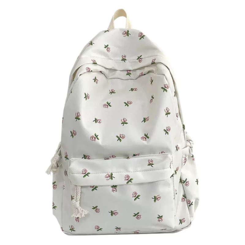 Ученическа раница за момичета с флорален принт (найлон; капацитет 20–35 л; отделение за 12-инчов лаптоп; презрамки с въздушна възглавница; флорален дизайн)