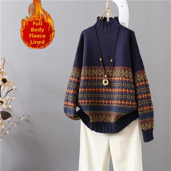 Polyesterový pletený kardigan, voľný strih, dlhé rukávy, polovysoký golier, dĺžka 50–65 cm, jesenný-zimný mestský štýl sveter