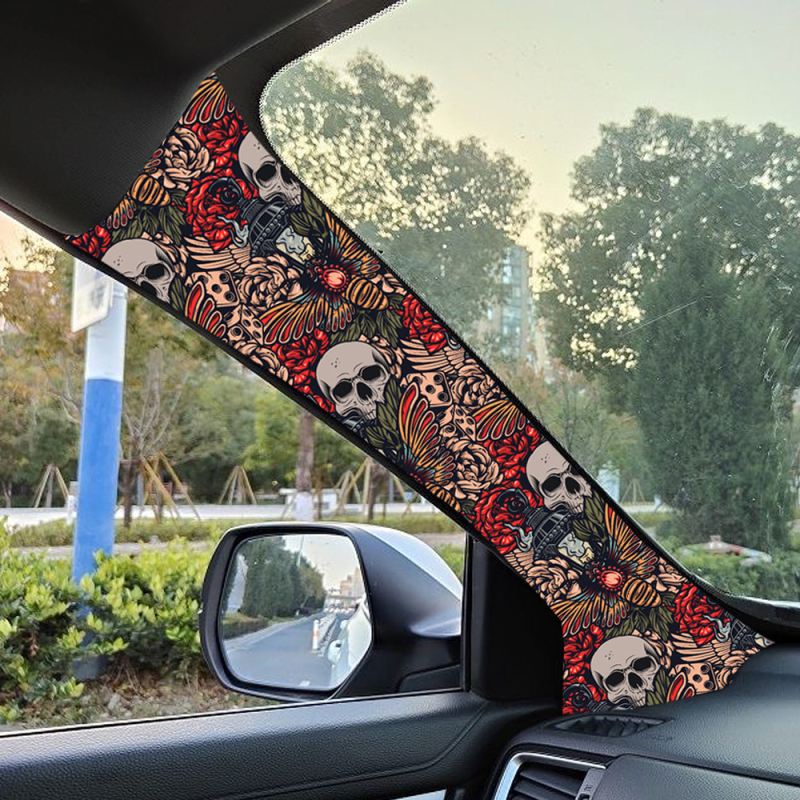 Автомобилен интериор: самозалепваща полиестерна облицовка за ABC колони и таван, едночастова облицовка, устойчива на надраскване и износване, анти отпечатъци и мазни следи, универсално монтиране