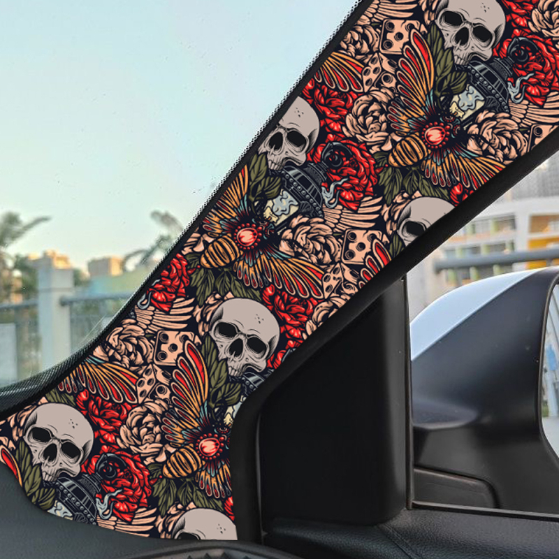 Автомобилен интериор: самозалепваща полиестерна облицовка за ABC колони и таван, едночастова облицовка, устойчива на надраскване и износване, анти отпечатъци и мазни следи, универсално монтиране