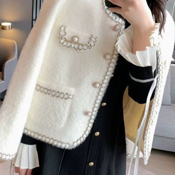 Γυναικείο παλτό, κορεατικού στυλ, αστικό στυλ, μακριά μανίκια, στρογγυλός λαιμός, κούμπωμα με μια σειρά κουμπιών, βασικό ύφασμα πολυεστέρα 95%+