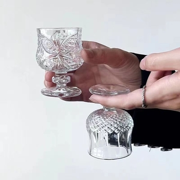 Ποτήρι κρασιού από κρύσταλλο, χειροποίητο, πολυεπίπεδη κατασκευή, ρετρό σχεδίαση, οικιακή χρήση