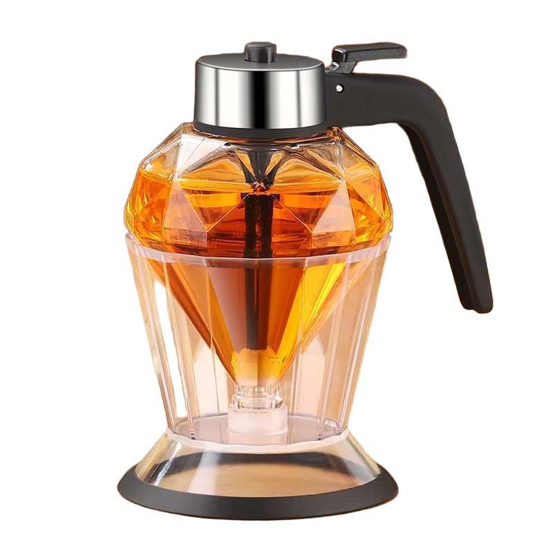 Stiklinis medaus indelis su spaudžiamu dozatoriumi, sandariu dangteliu, maisto kokybės, nestandartinės formos