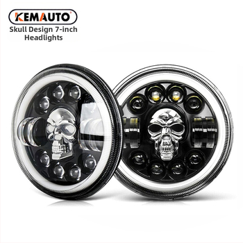 Φανάρι μοτοσικλέτας Wrangler με σχέδιο κρανίου και ματιά διαβόλου, LED, 12V, 45W, 6500LM, IP68