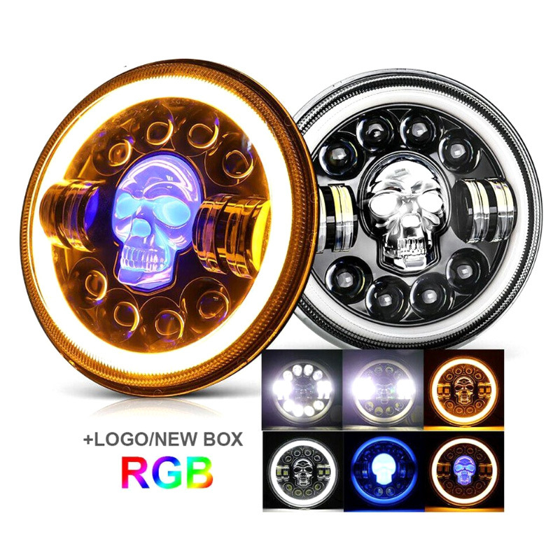 Φανάρι μοτοσικλέτας Wrangler με σχέδιο κρανίου και ματιά διαβόλου, LED, 12V, 45W, 6500LM, IP68