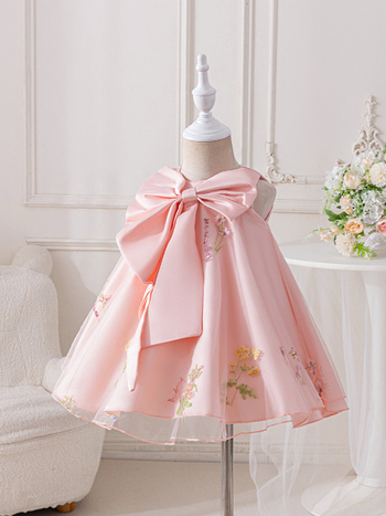 Παιδικό φόρεμα με δαντελένιο κέντημα και τούλι, πολυεστερική ύφανση, φούστα Α-γραμμής, επένδυση 100% πολυεστέρας, κυκλοφορία άνοιξη 2025